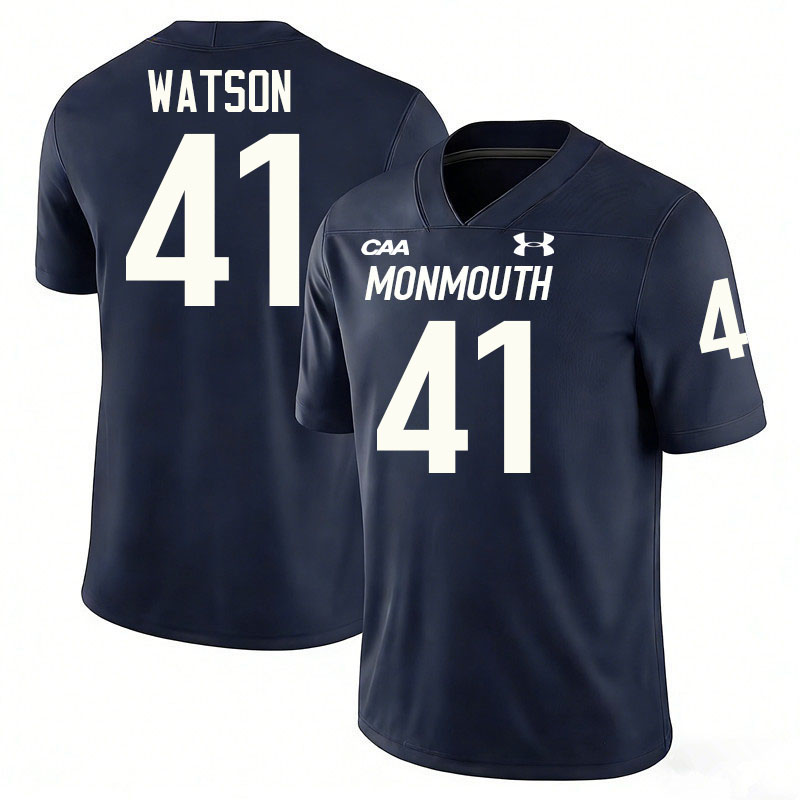 Monmouth Hawks #41 Hunter Watson College Football Jerseys,Uniforms-Navy